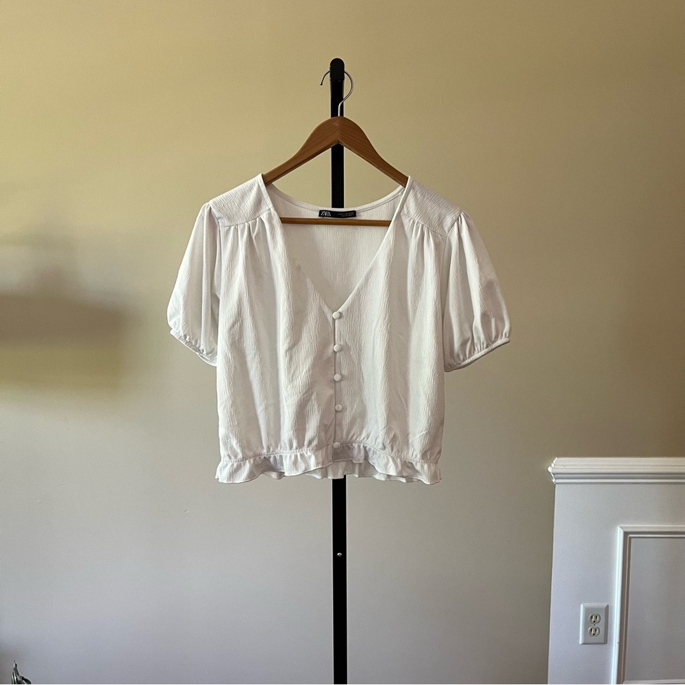 White Button-Up Crop Top